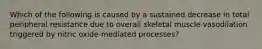 Which of the following is caused by a sustained decrease in total peripheral resistance due to overall skeletal muscle vasodilation triggered by nitric oxide-mediated processes?