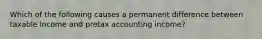 Which of the following causes a permanent difference between taxable income and pretax accounting income?