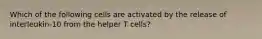 Which of the following cells are activated by the release of interleukin-10 from the helper T cells?