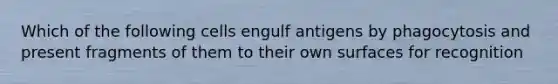 Which of the following cells engulf antigens by phagocytosis and present fragments of them to their own surfaces for recognition