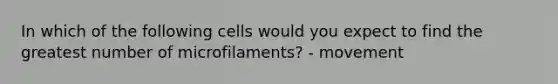 In which of the following cells would you expect to find the greatest number of microfilaments? - movement