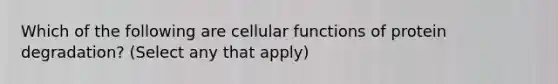 Which of the following are cellular functions of protein degradation? (Select any that apply)