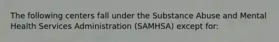 The following centers fall under the Substance Abuse and Mental Health Services Administration (SAMHSA) except for: