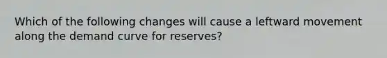 Which of the following changes will cause a leftward movement along the demand curve for reserves?