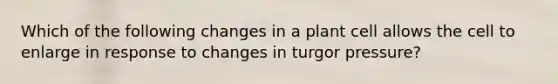 Which of the following changes in a plant cell allows the cell to enlarge in response to changes in turgor pressure?