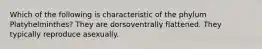 Which of the following is characteristic of the phylum Platyhelminthes? They are dorsoventrally flattened. They typically reproduce asexually.