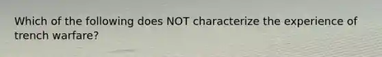 Which of the following does NOT characterize the experience of trench warfare?