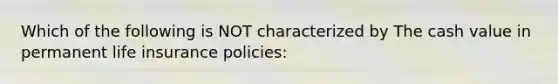 Which of the following is NOT characterized by The cash value in permanent life insurance policies: