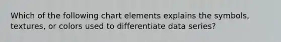 Which of the following chart elements explains the symbols, textures, or colors used to differentiate data series?