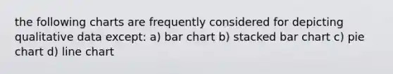 the following charts are frequently considered for depicting qualitative data except: a) bar chart b) stacked bar chart c) pie chart d) line chart