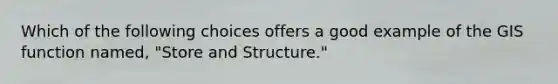 Which of the following choices offers a good example of the GIS function named, "Store and Structure."