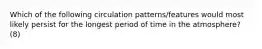 Which of the following circulation patterns/features would most likely persist for the longest period of time in the atmosphere? (8)