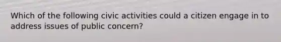 Which of the following civic activities could a citizen engage in to address issues of public concern?