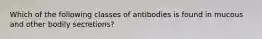 Which of the following classes of antibodies is found in mucous and other bodily secretions?