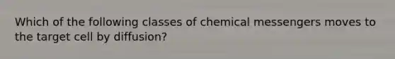 Which of the following classes of chemical messengers moves to the target cell by diffusion?