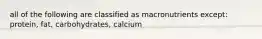 all of the following are classified as macronutrients except: protein, fat, carbohydrates, calcium