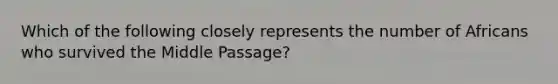 Which of the following closely represents the number of Africans who survived the Middle Passage?