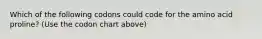 Which of the following codons could code for the amino acid proline? (Use the codon chart above)
