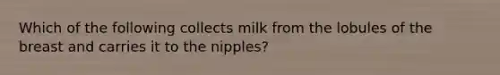 Which of the following collects milk from the lobules of the breast and carries it to the nipples?