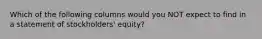 Which of the following columns would you NOT expect to find in a statement of stockholders' equity?