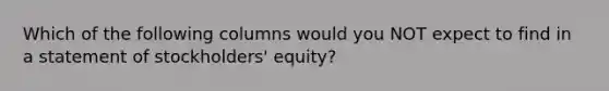 Which of the following columns would you NOT expect to find in a statement of stockholders' equity?