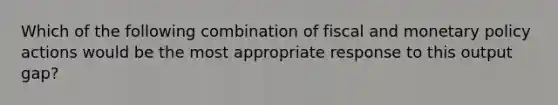 Which of the following combination of fiscal and monetary policy actions would be the most appropriate response to this output gap?