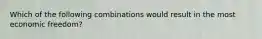 Which of the following combinations would result in the most economic freedom?