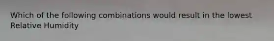 Which of the following combinations would result in the lowest Relative Humidity