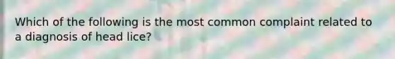 Which of the following is the most common complaint related to a diagnosis of head lice?