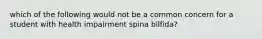 which of the following would not be a common concern for a student with health impairment spina bilfida?