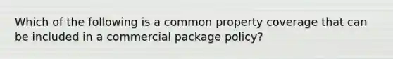 Which of the following is a common property coverage that can be included in a commercial package policy?