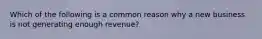 Which of the following is a common reason why a new business is not generating enough revenue?