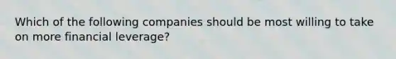 Which of the following companies should be most willing to take on more financial leverage?