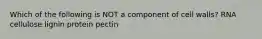 Which of the following is NOT a component of cell walls? RNA cellulose lignin protein pectin