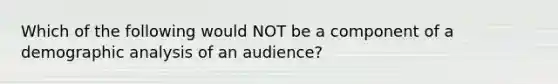 Which of the following would NOT be a component of a demographic analysis of an audience?