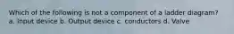 Which of the following is not a component of a ladder diagram? a. Input device b. Output device c. conductors d. Valve