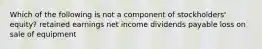 Which of the following is not a component of stockholders' equity? retained earnings net income dividends payable loss on sale of equipment