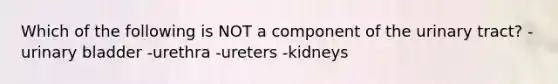 Which of the following is NOT a component of the urinary tract? -urinary bladder -urethra -ureters -kidneys