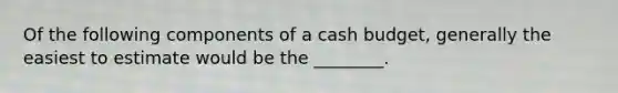 Of the following components of a cash budget, generally the easiest to estimate would be the ________.