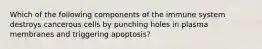 Which of the following components of the immune system destroys cancerous cells by punching holes in plasma membranes and triggering apoptosis?