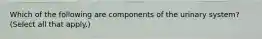 Which of the following are components of the urinary system? (Select all that apply.)