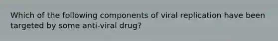 Which of the following components of viral replication have been targeted by some anti-viral drug?