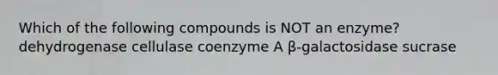 Which of the following compounds is NOT an enzyme? dehydrogenase cellulase coenzyme A β-galactosidase sucrase