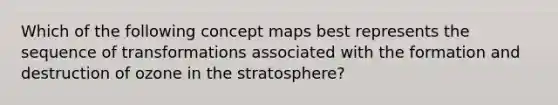 Which of the following concept maps best represents the sequence of transformations associated with the formation and destruction of ozone in the stratosphere?