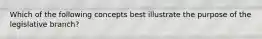 Which of the following concepts best illustrate the purpose of the legislative branch?