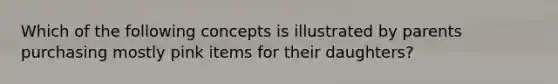 Which of the following concepts is illustrated by parents purchasing mostly pink items for their daughters?