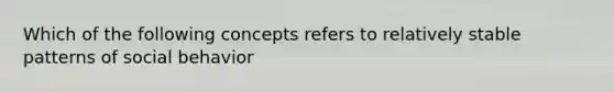 Which of the following concepts refers to relatively stable patterns of social behavior