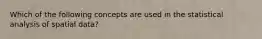 Which of the following concepts are used in the statistical analysis of spatial data?