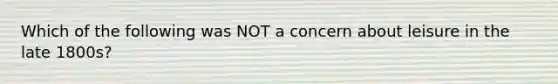 Which of the following was NOT a concern about leisure in the late 1800s?