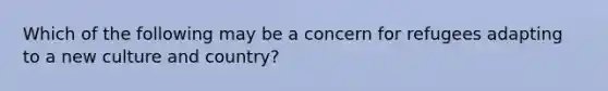 Which of the following may be a concern for refugees adapting to a new culture and country?